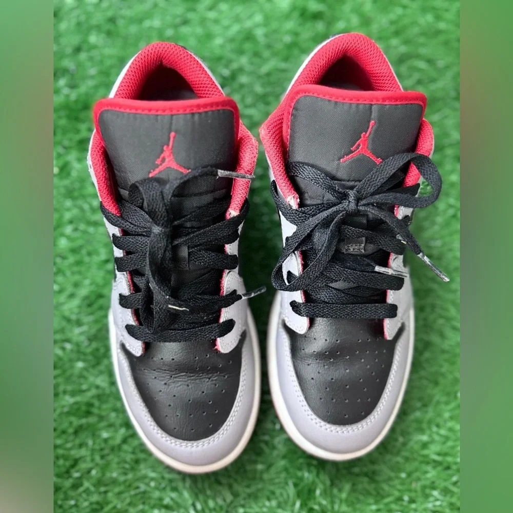 Big Kid's Air Jordan 1 Low GS Black/Fire Red-Cement Grey Gradeschool - Size 4.5Y